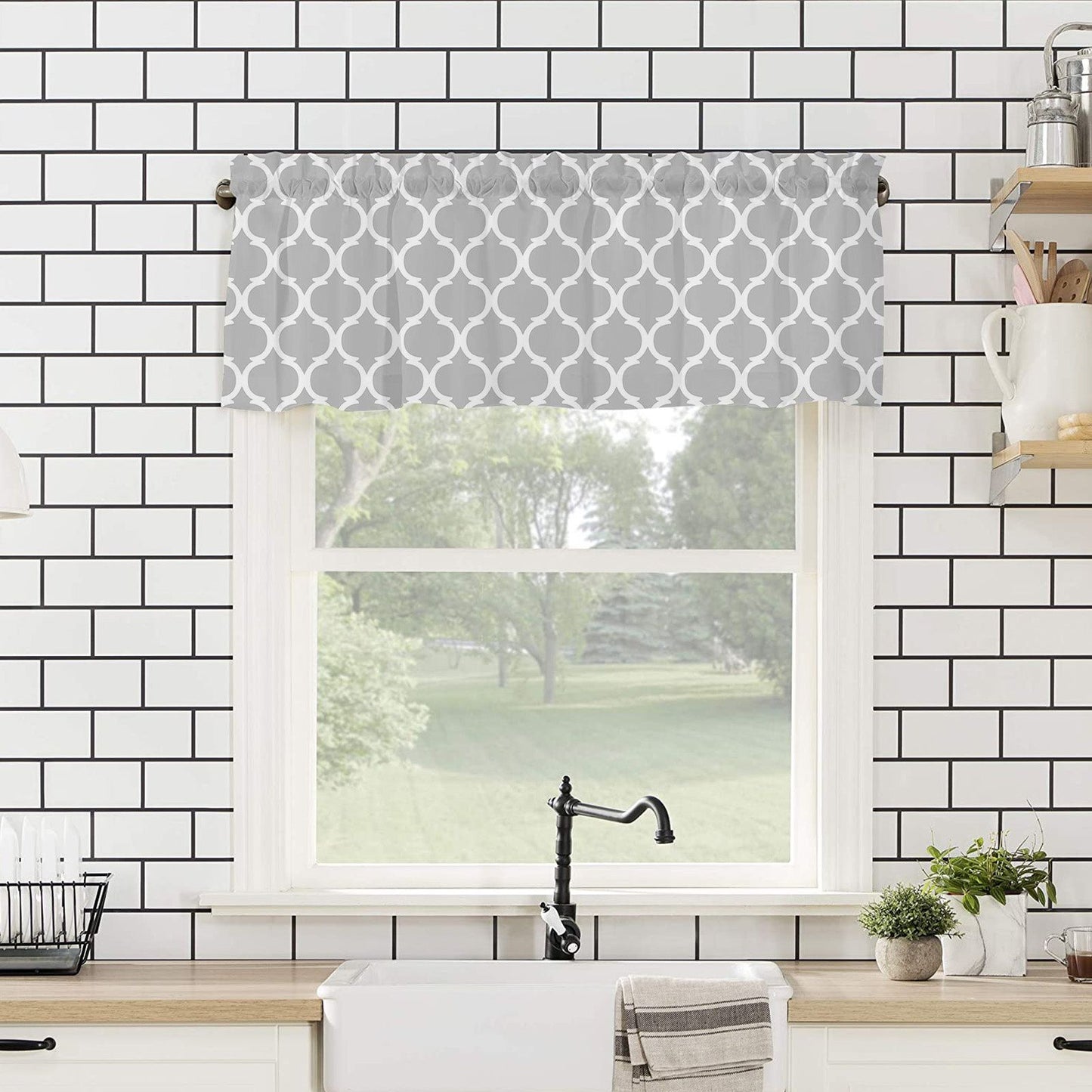 Window Top Curtain Fashion Printing Light Blocking Valance Short Curtain for Home Use 137x45cm V1294-YM0523-220409CY16-2