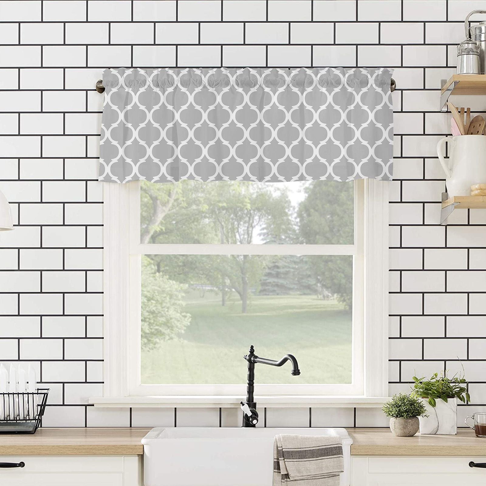 Window Top Curtain Fashion Printing Light Blocking Valance Short Curtain for Home Use 137x45cm V1294-YM0523-220409CY16-2