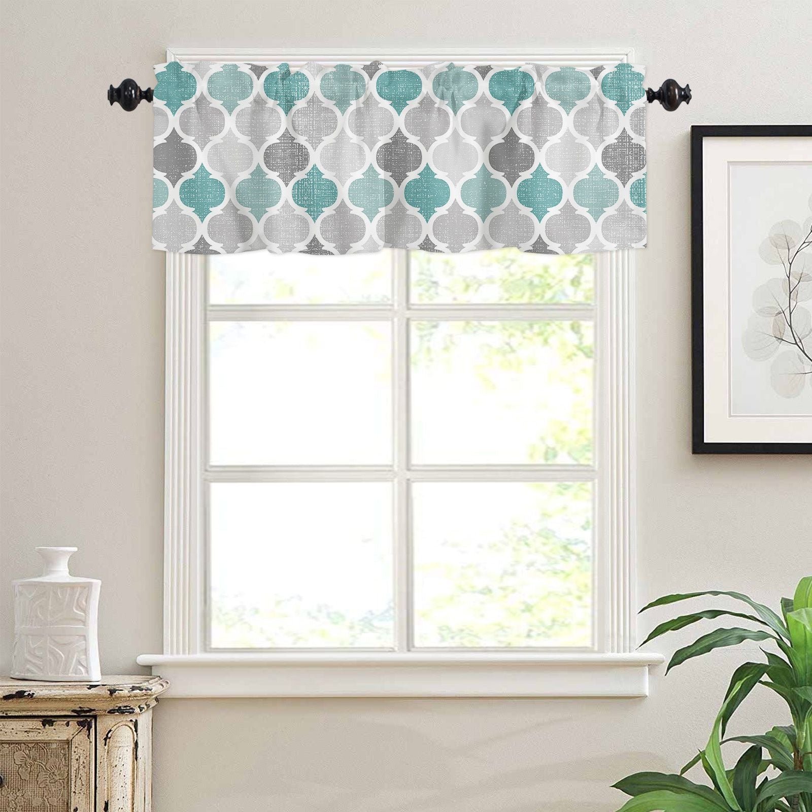 Window Top Curtain Fashion Printing Light Blocking Valance Short Curtain for Home Use 137x45cm V1294-YM0523-220409CY16-2