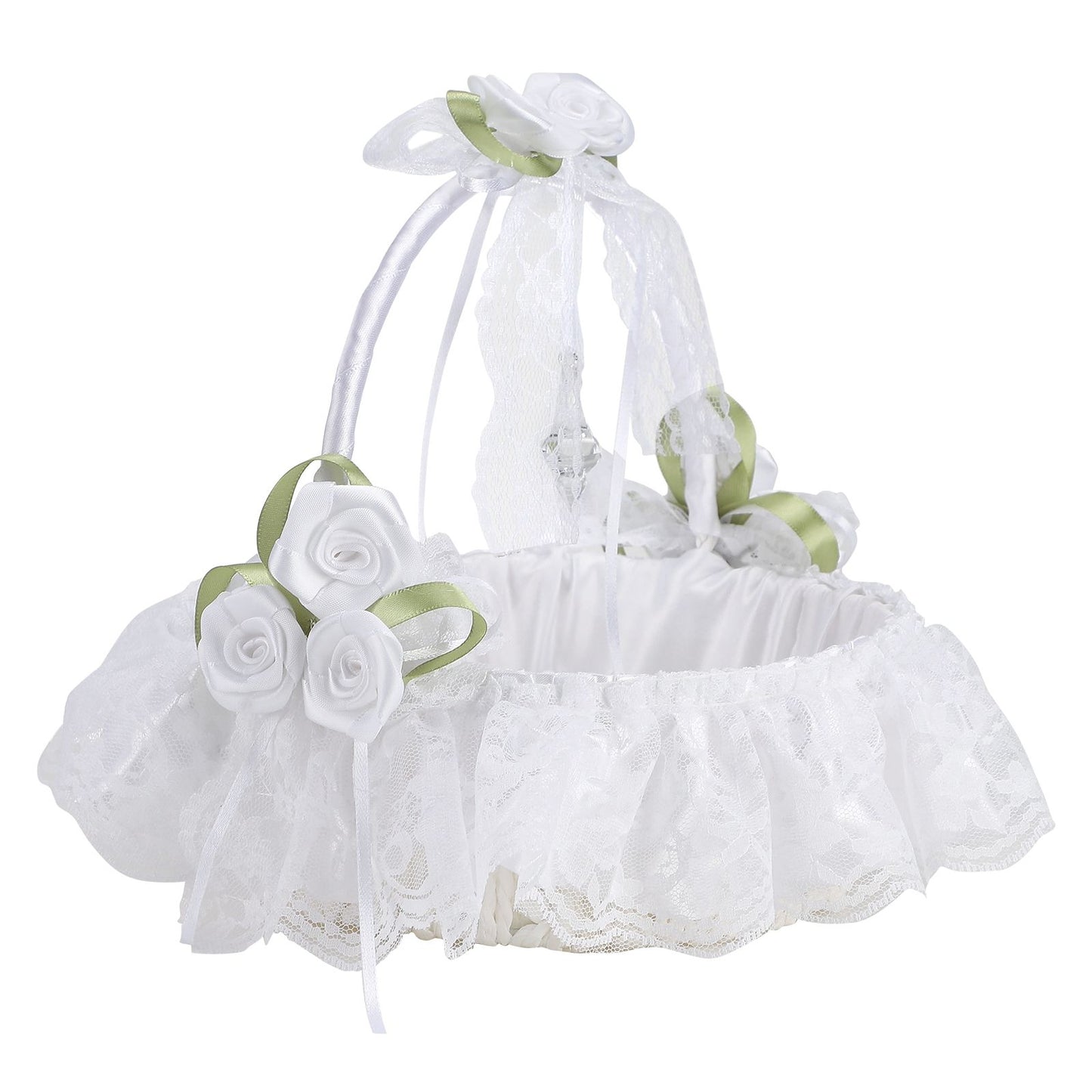 Wedding White Flower Basket Silk Ribbon Decor Elegant Romantic Flower Basket for Wedding Photography V1294-YM0523-220409TW0136