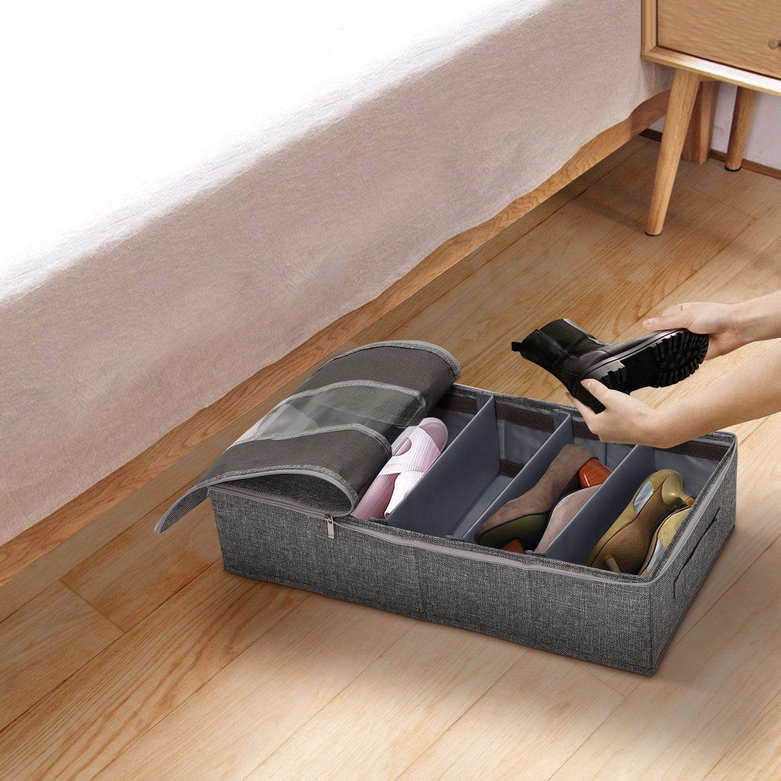 Washable Cotton Linen Six Grid Shoe Box V1294-YM0523-220420CY34