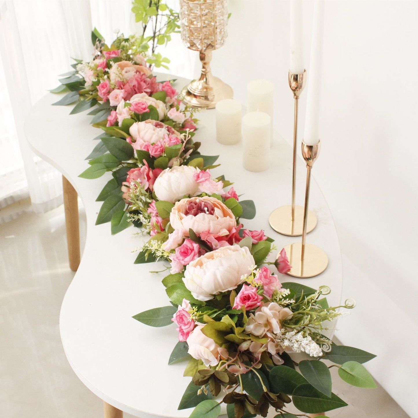 2PCS Set Artificial Wedding Arch Flowers Kit Flower Swag Wedding Arch Decor V1294-YM0523-220427XY01-6