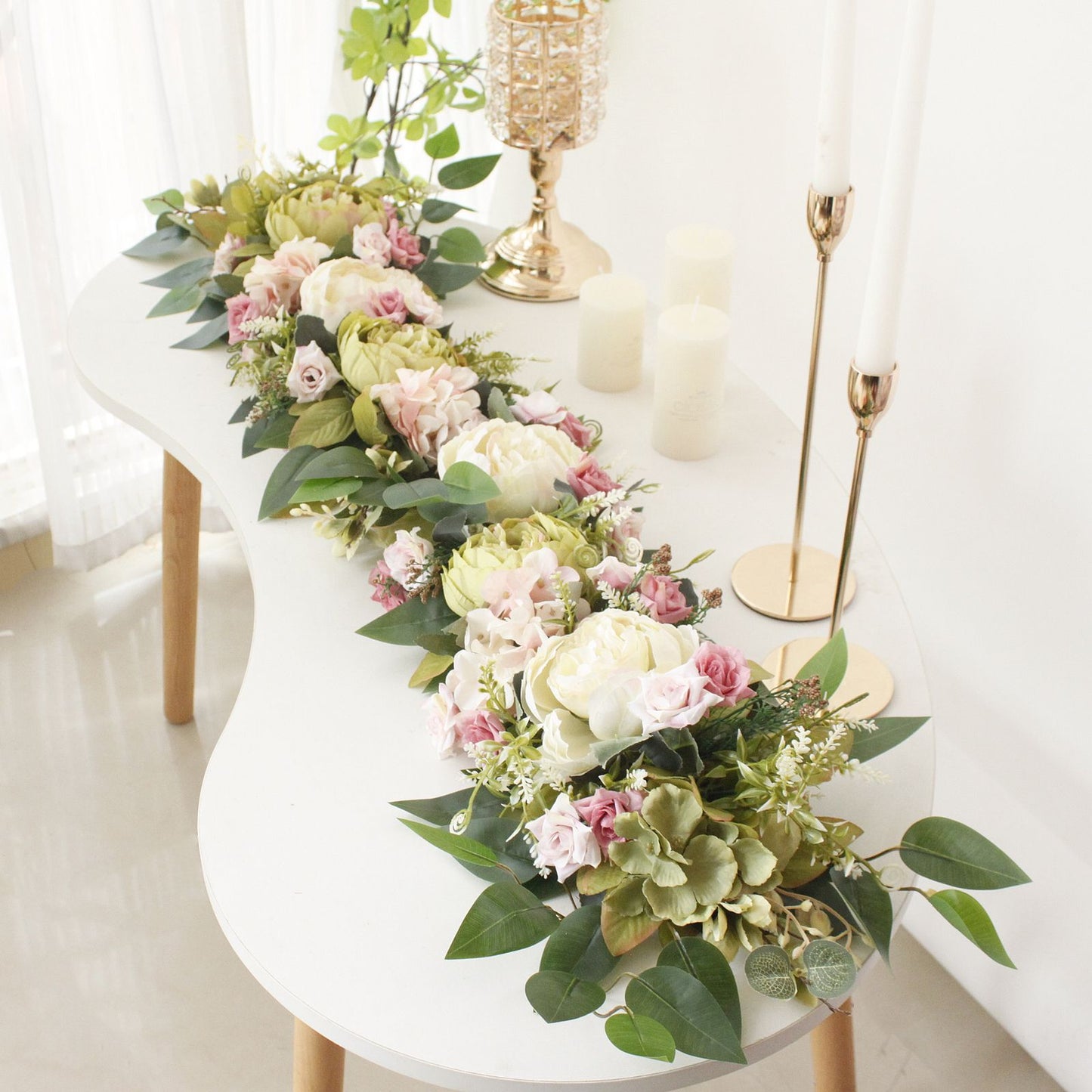 2PCS Set Artificial Wedding Arch Flowers Kit Flower Swag Wedding Arch Decor V1294-YM0523-220427XY01-6