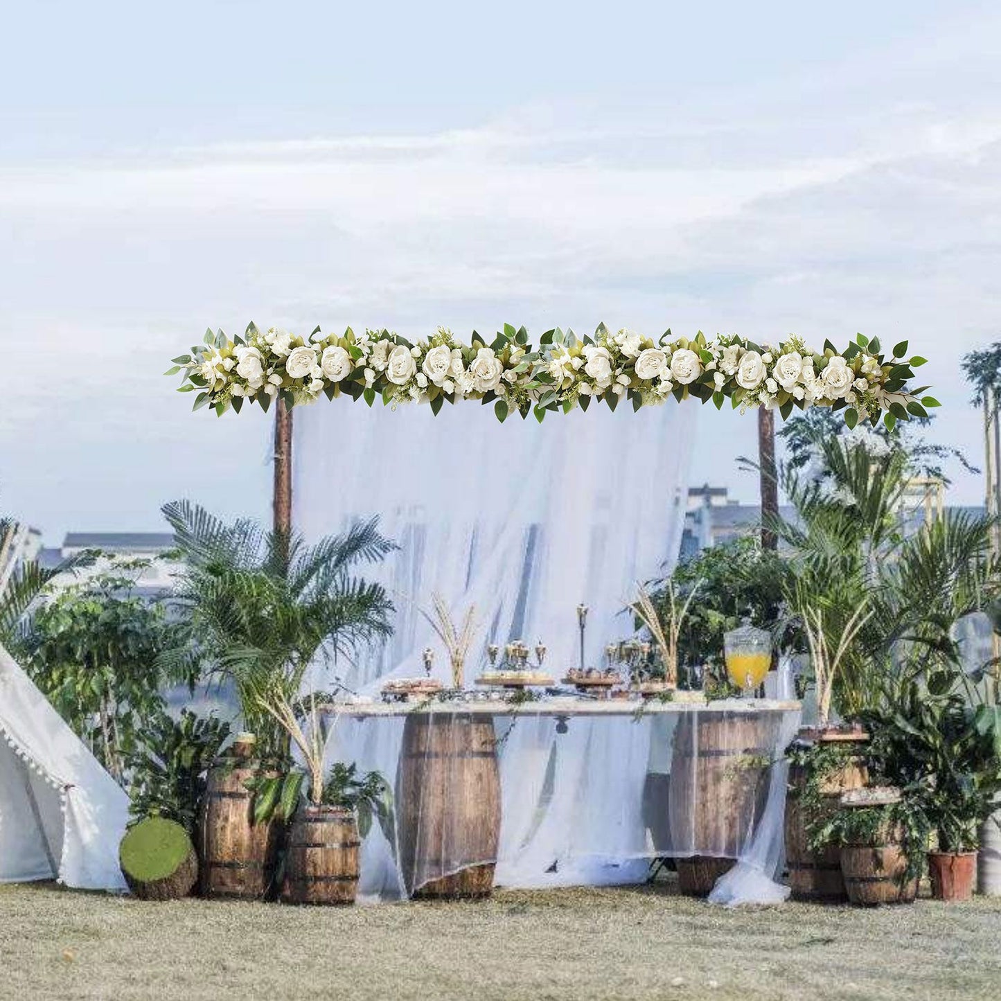 2PCS Set Artificial Wedding Arch Flowers Kit Flower Swag Wedding Arch Decor V1294-YM0523-220427XY01-6