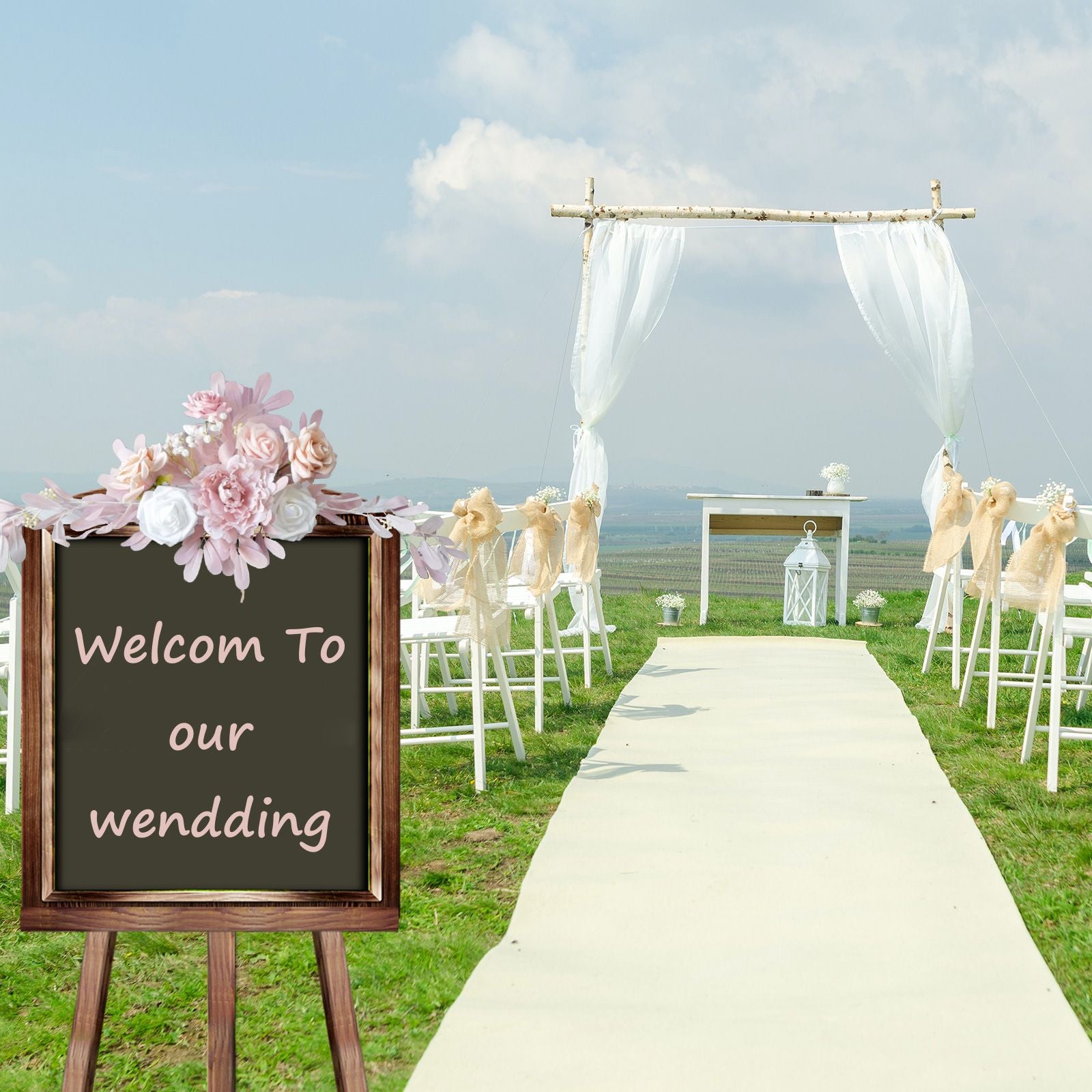 Wedding Party Welcome Sign Flower Decoration V1294-YM0523-220428LW03-2