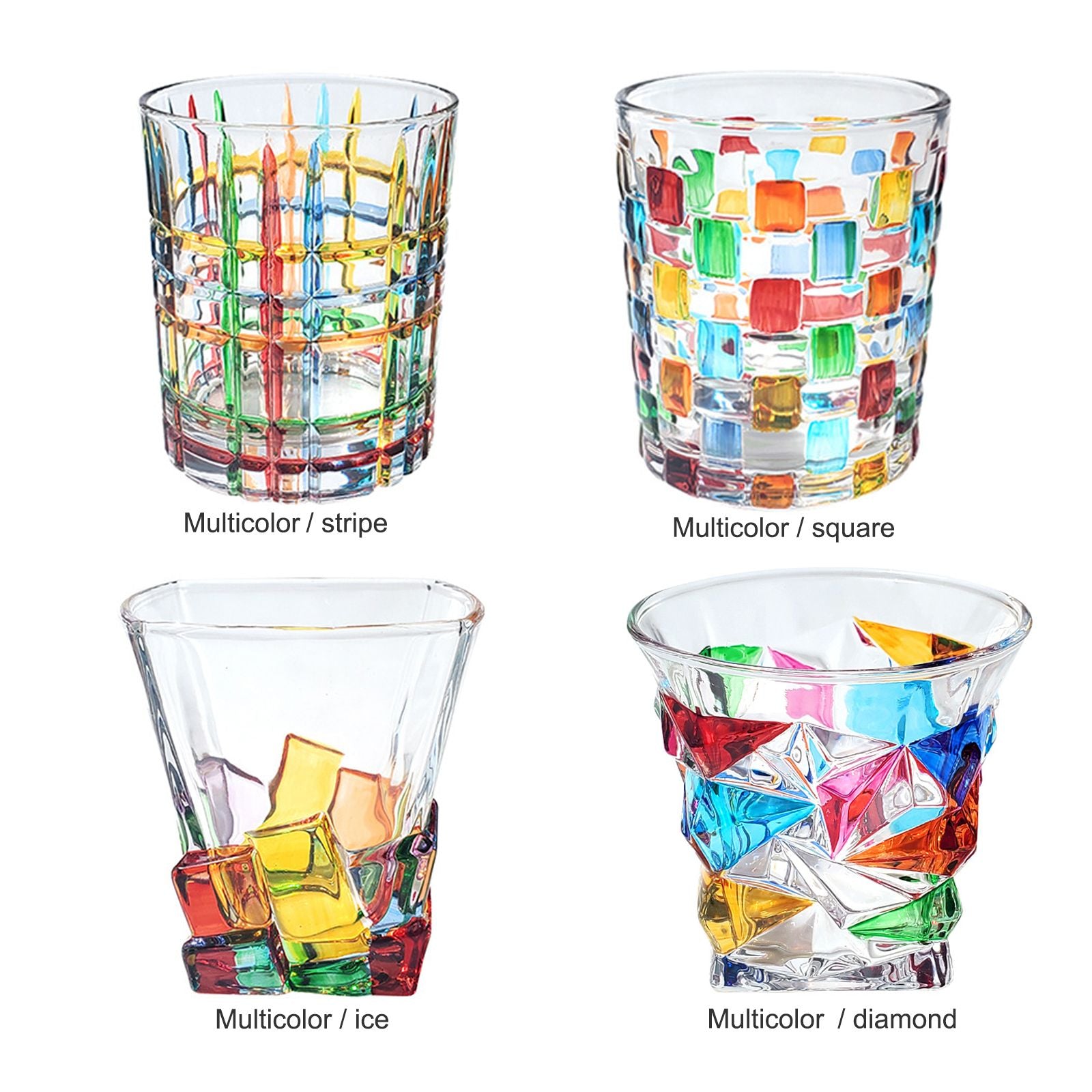 Whiskey Glass Multicolor 320ml Short Drinking Glass for Home V1294-YM0523-220429GS01-4