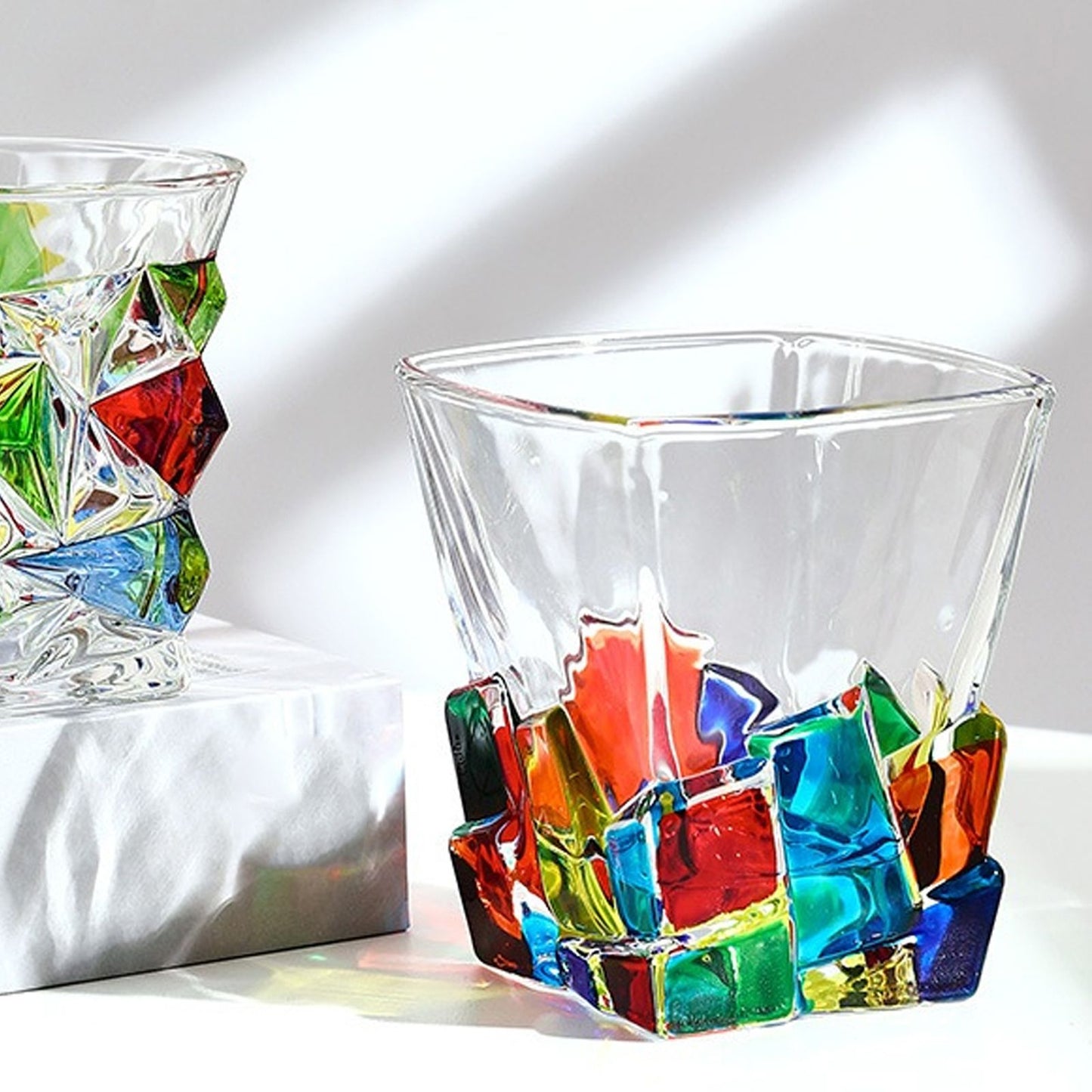 2PCS Whiskey Glass Multicolor 320ml Short Drinking Glass for Home V1294-YM0523-220429GS0137