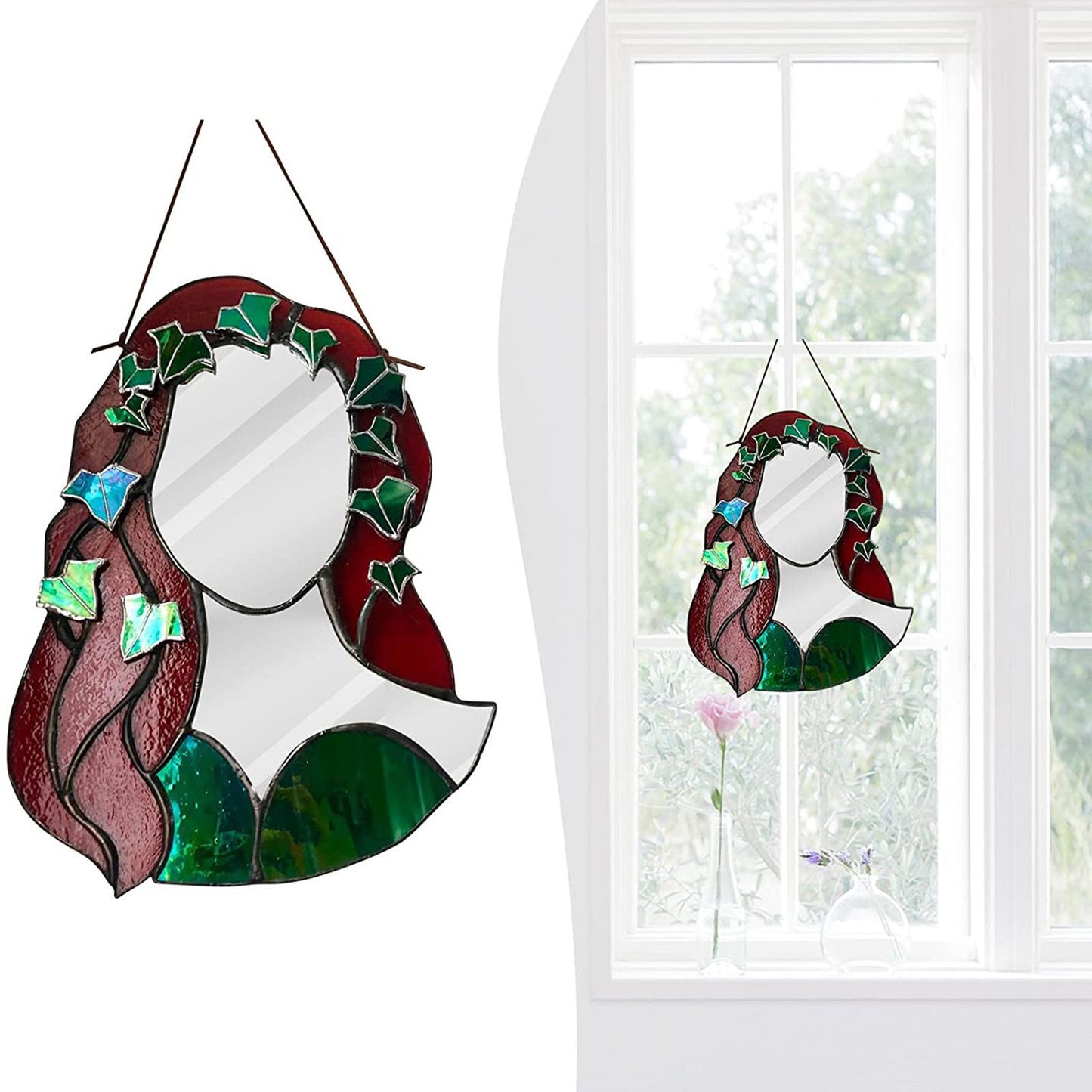Glass Poison Ivy Mirror Glass Decorative Mirror for Entryway Bedroom Bathroom V1294-YM0523-220507ZH01
