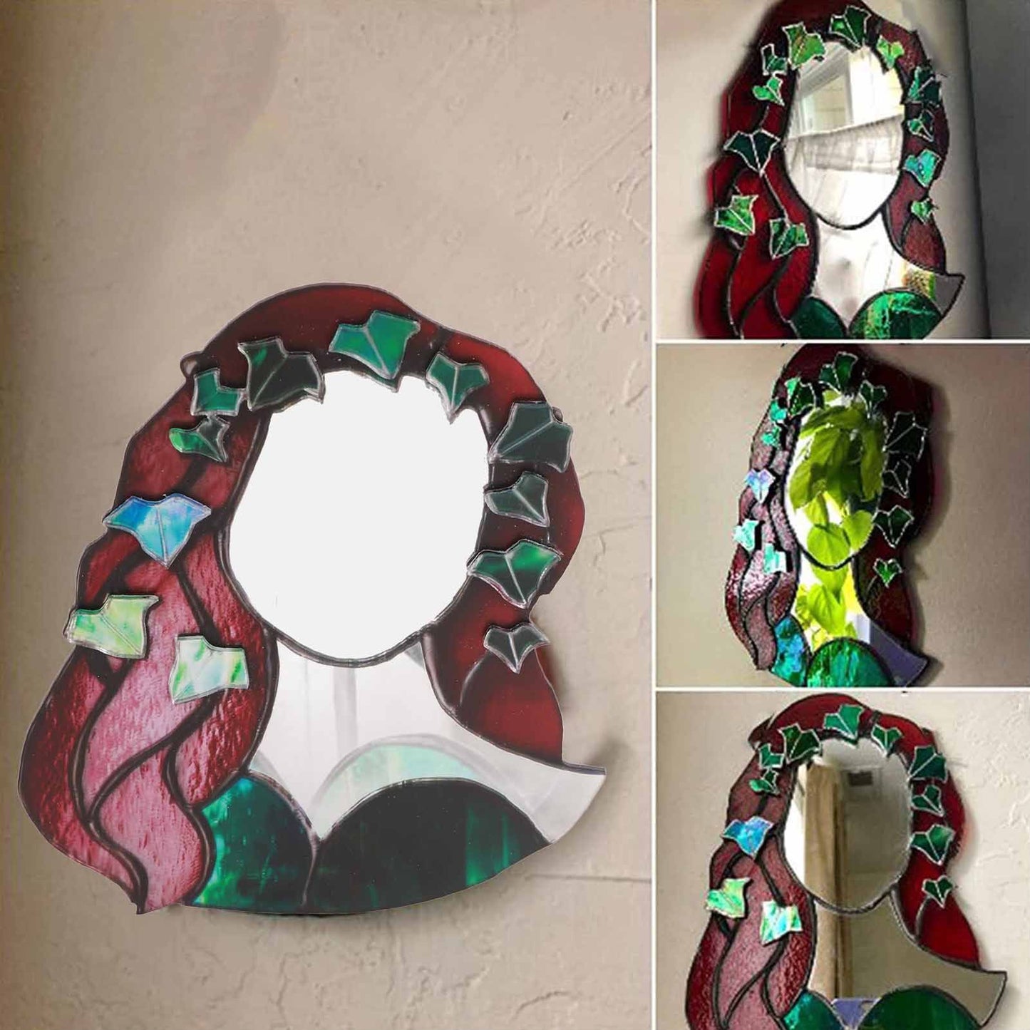 Glass Poison Ivy Mirror Glass Decorative Mirror for Entryway Bedroom Bathroom V1294-YM0523-220507ZH01