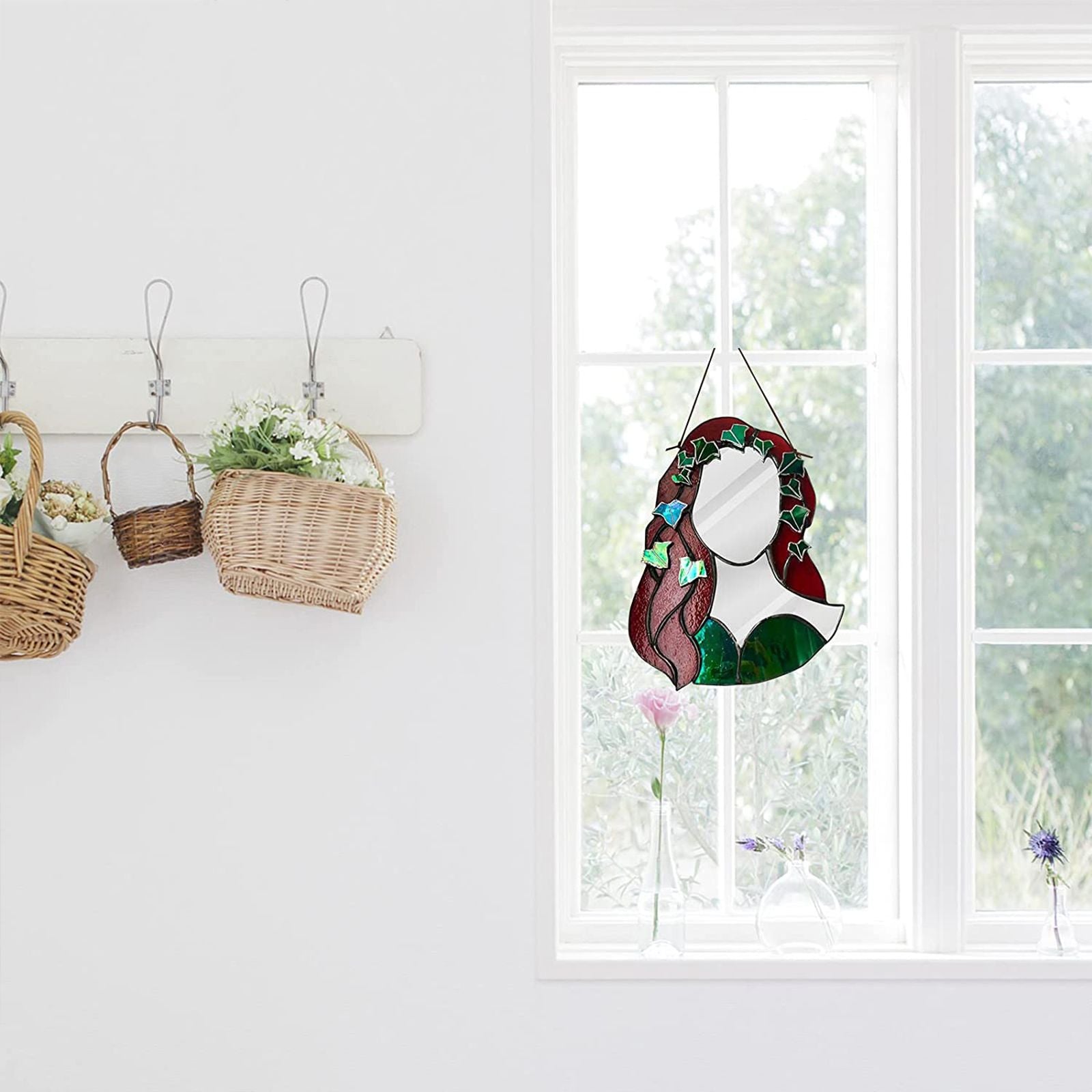 Glass Poison Ivy Mirror Glass Decorative Mirror for Entryway Bedroom Bathroom V1294-YM0523-220507ZH01
