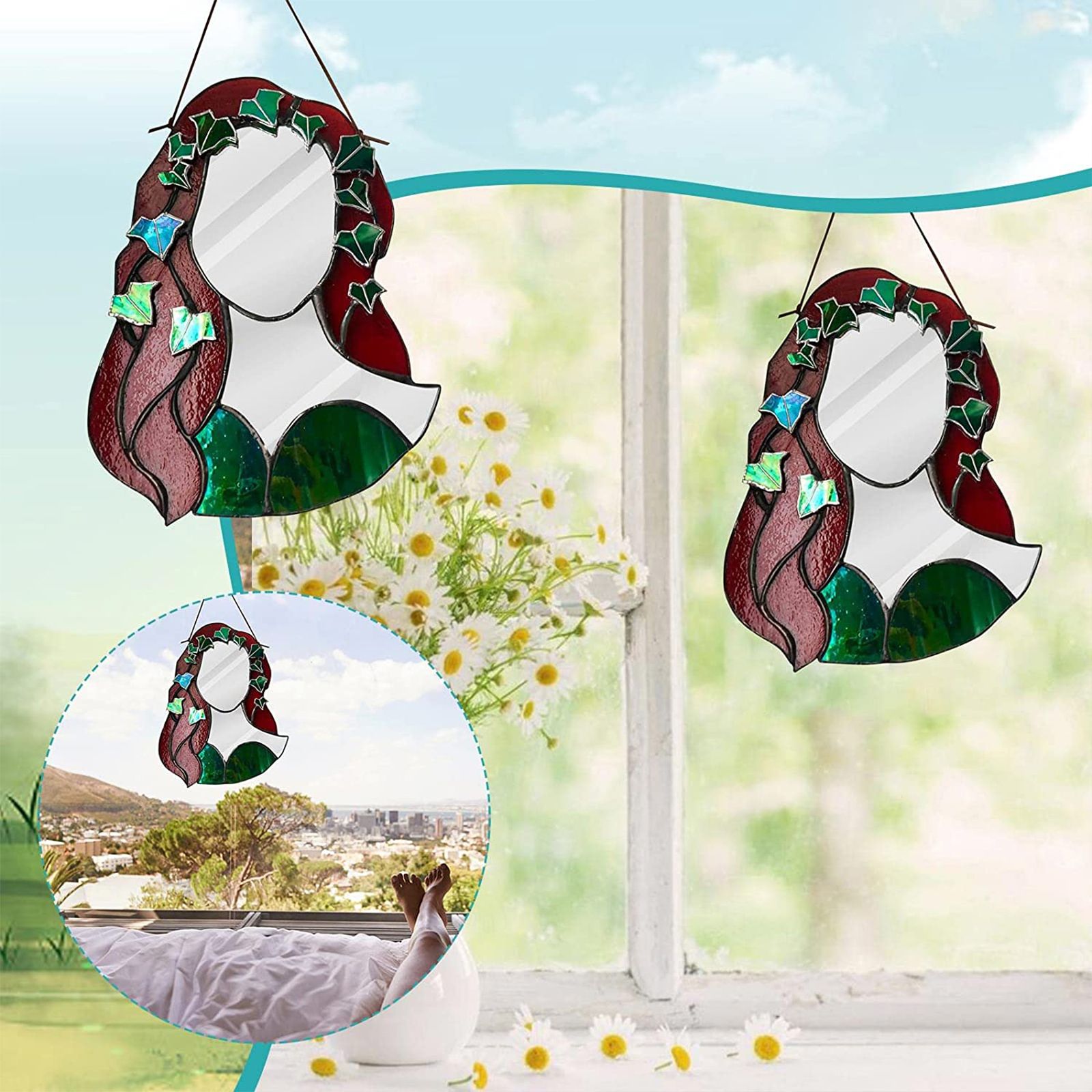 Glass Poison Ivy Mirror Glass Decorative Mirror for Entryway Bedroom Bathroom V1294-YM0523-220507ZH01