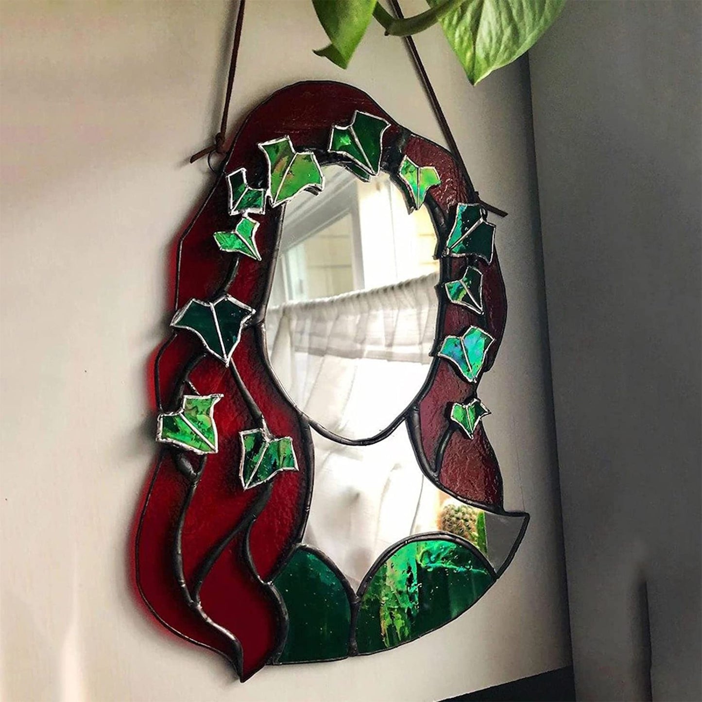 Glass Poison Ivy Mirror Glass Decorative Mirror for Entryway Bedroom Bathroom V1294-YM0523-220507ZH01