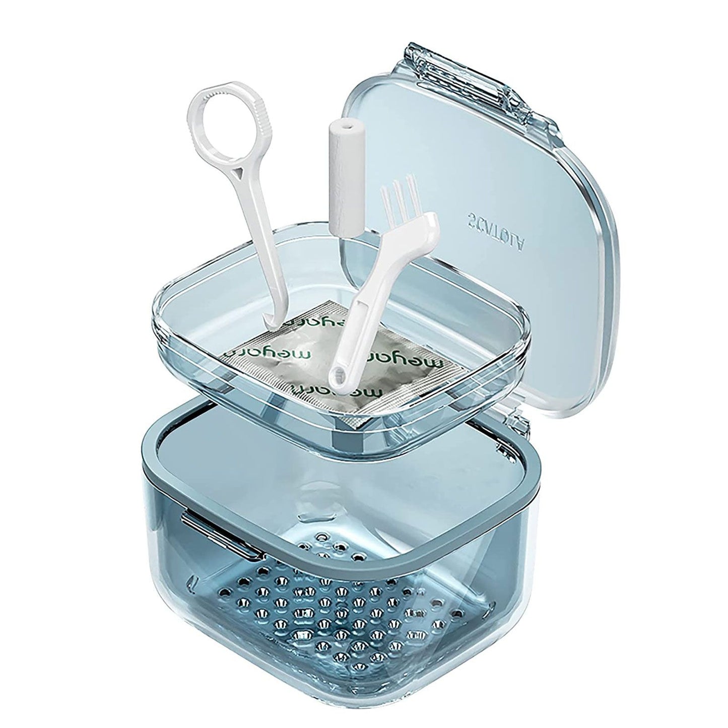 Three Layer Braces Case Denture Retainer Orthodontic Organizer Drainage Layered Portable Denture Bath Cup V1294-YM0523-220510YA02-3