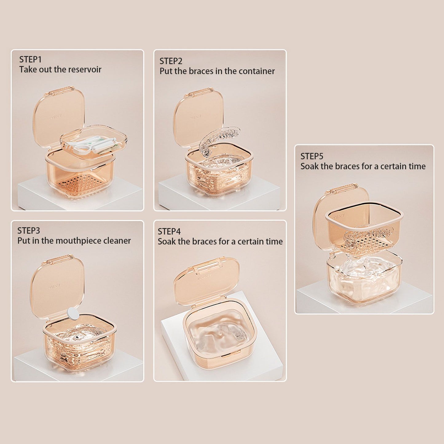 Three Layer Braces Case Denture Retainer Orthodontic Organizer Drainage Layered Portable Denture Bath Cup V1294-YM0523-220510YA02-3