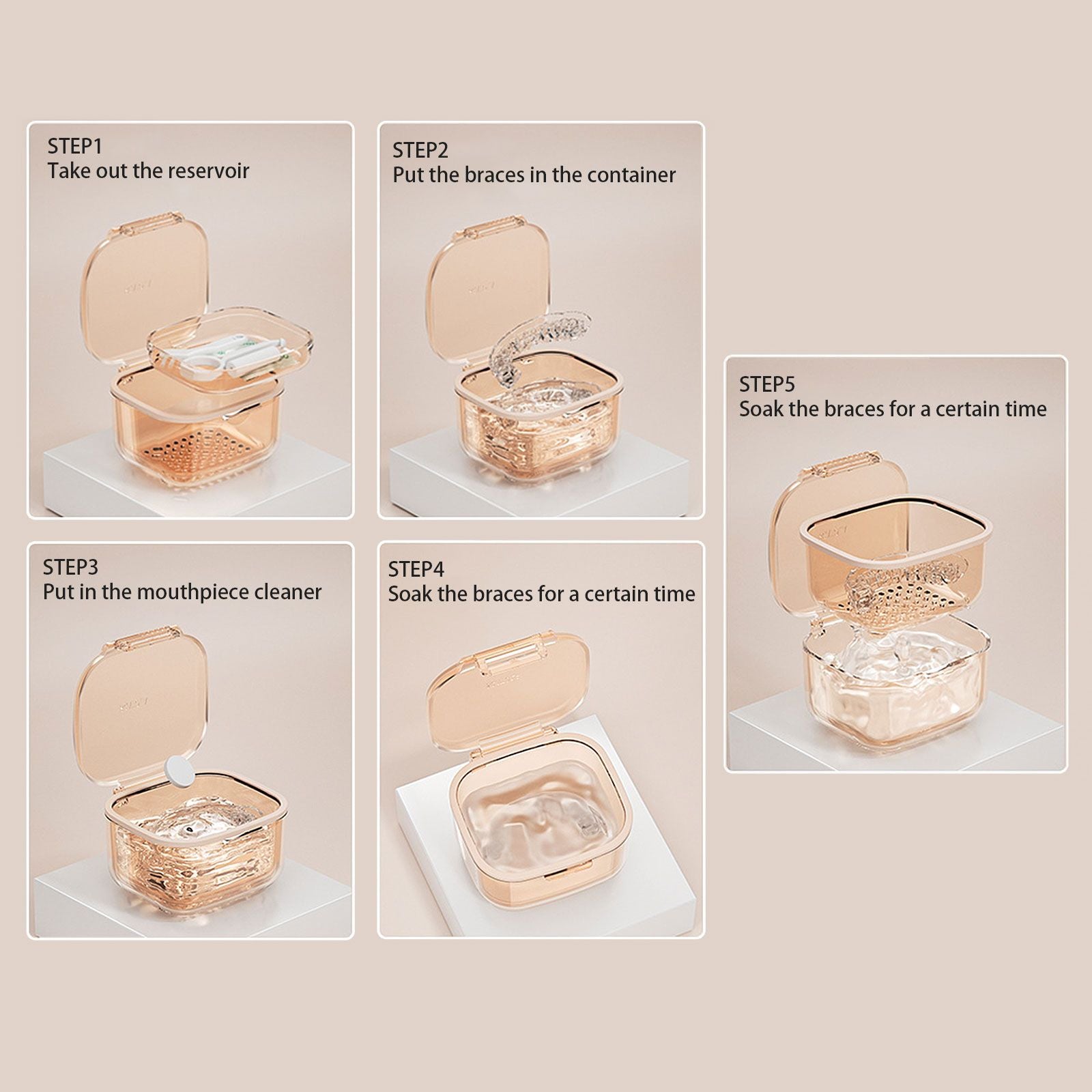 Three Layer Braces Case Denture Retainer Orthodontic Organizer Drainage Layered Portable Denture Bath Cup V1294-YM0523-220510YA02-3