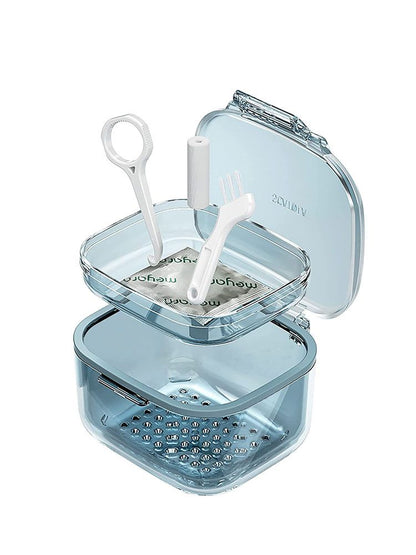 Three Layer Braces Case Denture Retainer Orthodontic Organizer Drainage Layered Portable Denture Bath Cup V1294-YM0523-220510YA02-3