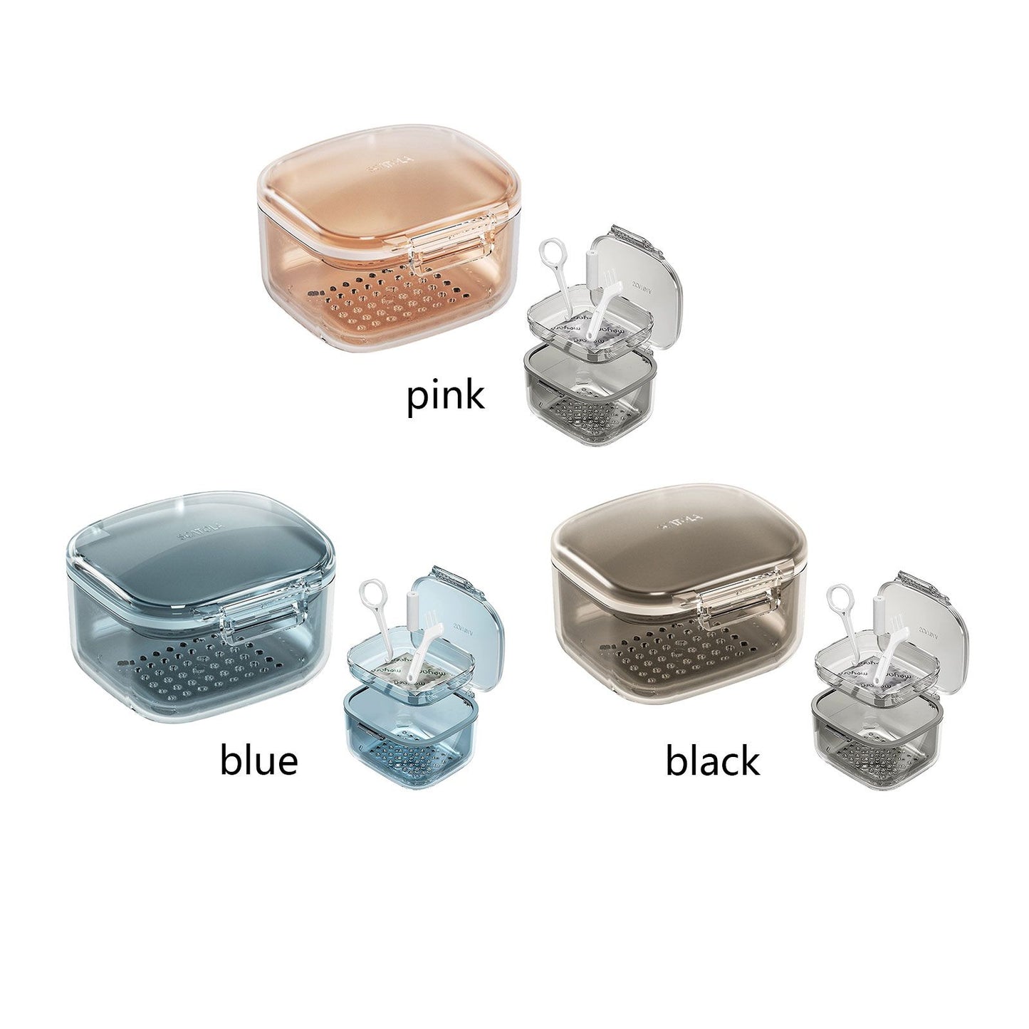 Three Layer Braces Case Denture Retainer Orthodontic Organizer Drainage Layered Portable Denture Bath Cup V1294-YM0523-220510YA02-3