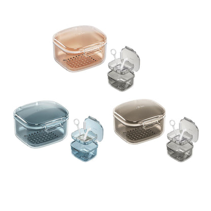 Three Layer Braces Case Denture Retainer Orthodontic Organizer Drainage Layered Portable Denture Bath Cup V1294-YM0523-220510YA02-3