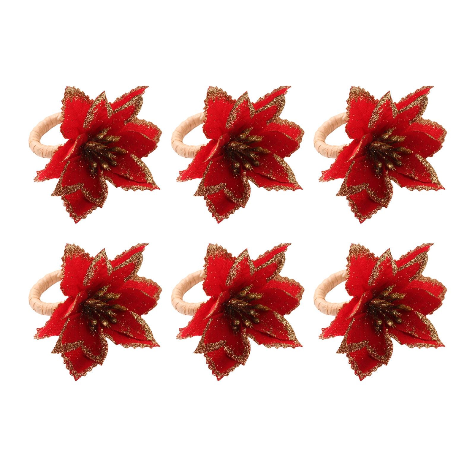 6PCS Napkin Set Red Elegant Christmas Flower Napkin for Birthday Party Wedding V1294-YM0523-220513DJ04