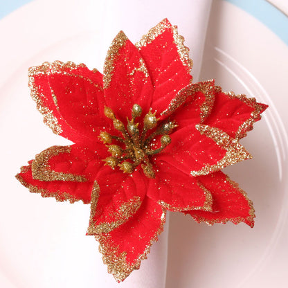 6PCS Napkin Set Red Elegant Christmas Flower Napkin for Birthday Party Wedding V1294-YM0523-220513DJ04
