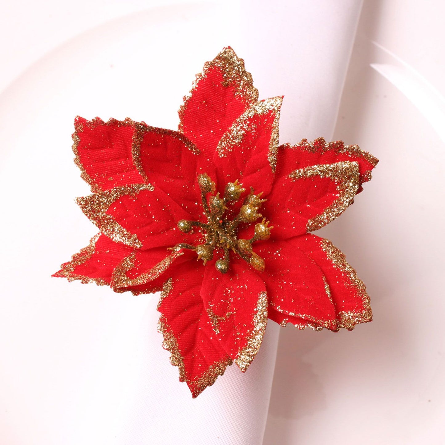 6PCS Napkin Set Red Elegant Christmas Flower Napkin for Birthday Party Wedding V1294-YM0523-220513DJ04