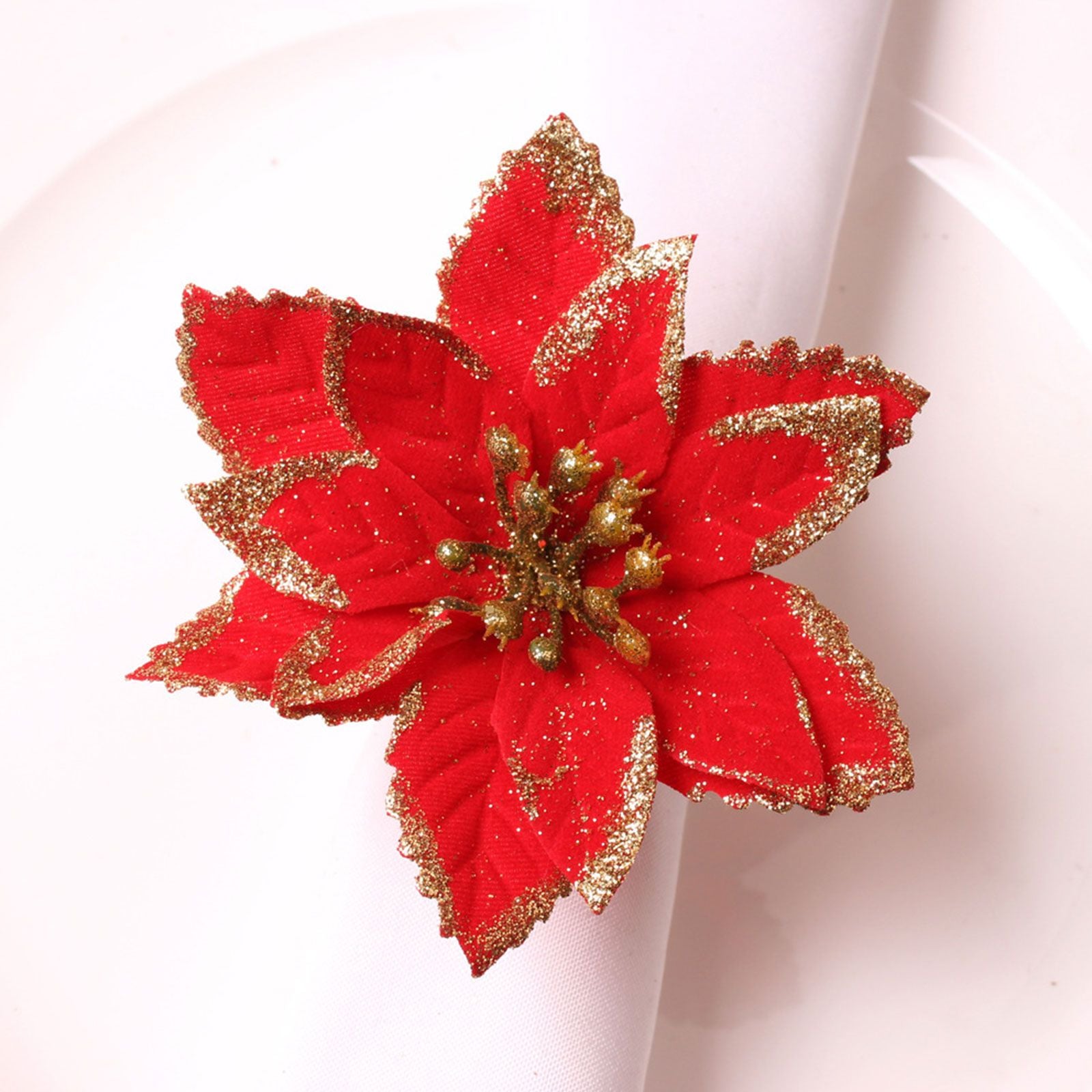 6PCS Napkin Set Red Elegant Christmas Flower Napkin for Birthday Party Wedding V1294-YM0523-220513DJ04