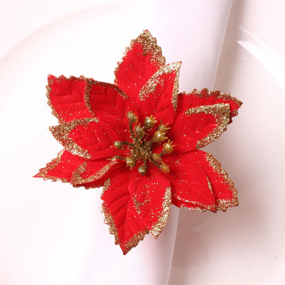 6PCS Napkin Set Red Elegant Christmas Flower Napkin for Birthday Party Wedding V1294-YM0523-220513DJ04