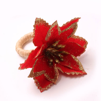 6PCS Napkin Set Red Elegant Christmas Flower Napkin for Birthday Party Wedding V1294-YM0523-220513DJ04