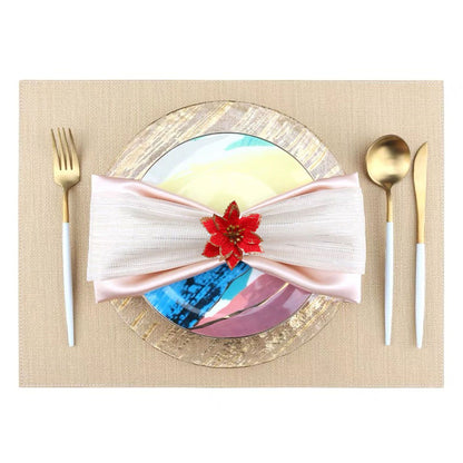 6PCS Napkin Set Red Elegant Christmas Flower Napkin for Birthday Party Wedding V1294-YM0523-220513DJ04