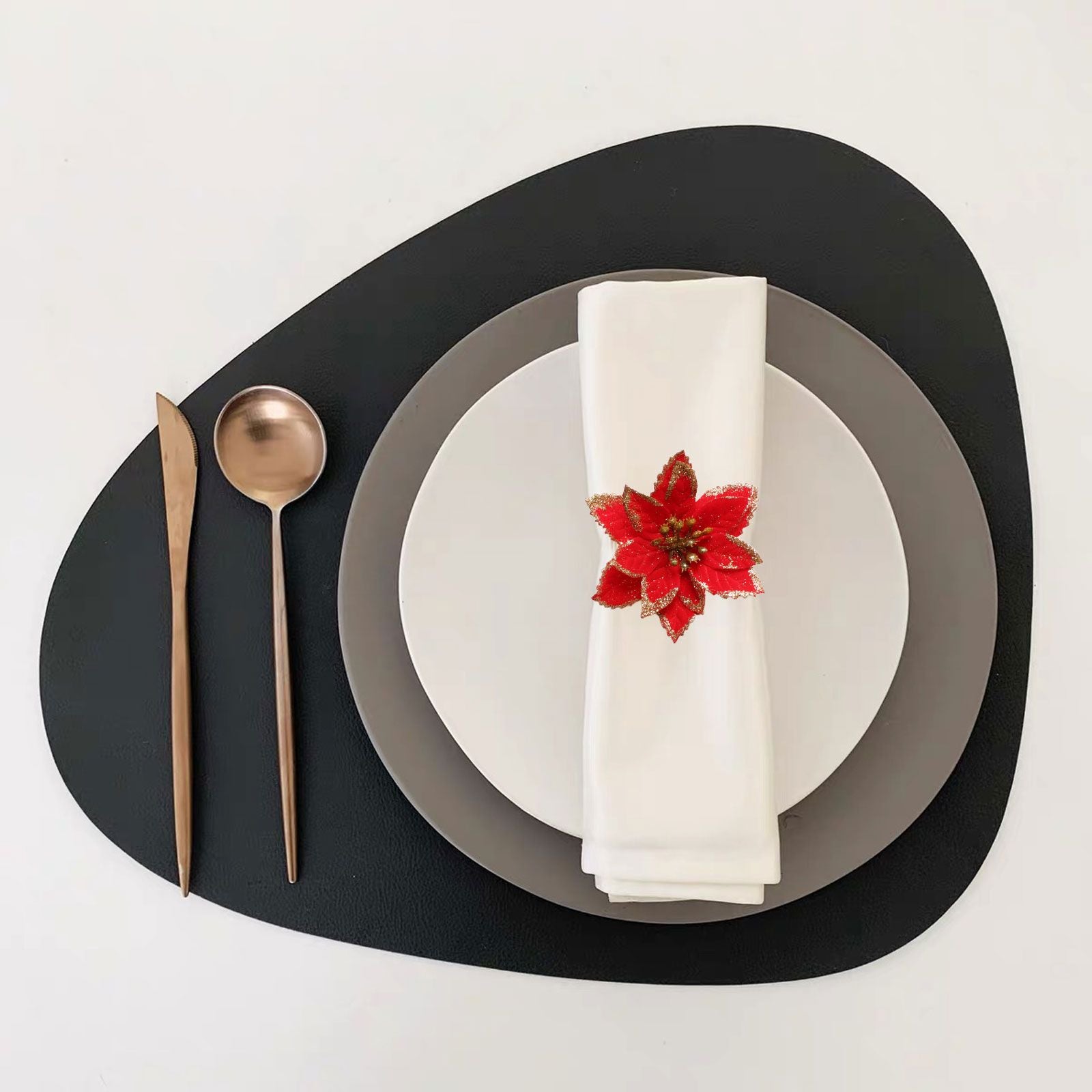 6PCS Napkin Set Red Elegant Christmas Flower Napkin for Birthday Party Wedding V1294-YM0523-220513DJ04