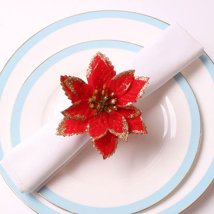 6PCS Napkin Set Red Elegant Christmas Flower Napkin for Birthday Party Wedding V1294-YM0523-220513DJ04