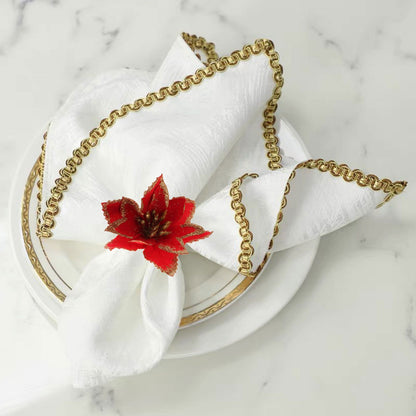 6PCS Napkin Set Red Elegant Christmas Flower Napkin for Birthday Party Wedding V1294-YM0523-220513DJ04