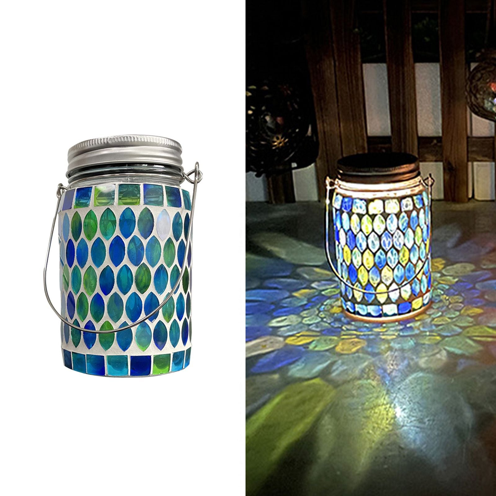 Solar Mosaic Lantern Light IP44 Waterproof Inlaid Fade Resistant Mosaic Glass Light V1294-YM0523-220513YA02-2