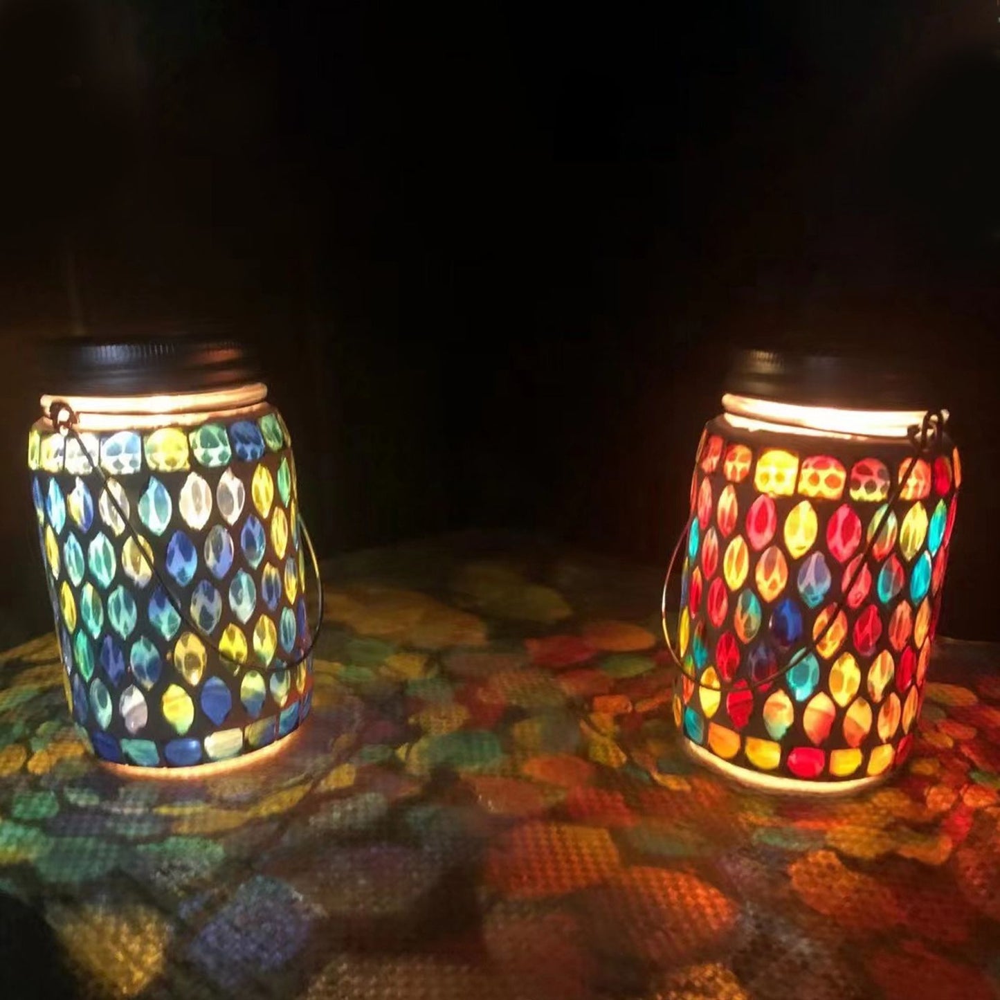 Solar Mosaic Lantern Light IP44 Waterproof Inlaid Fade Resistant Mosaic Glass Light V1294-YM0523-220513YA02-2