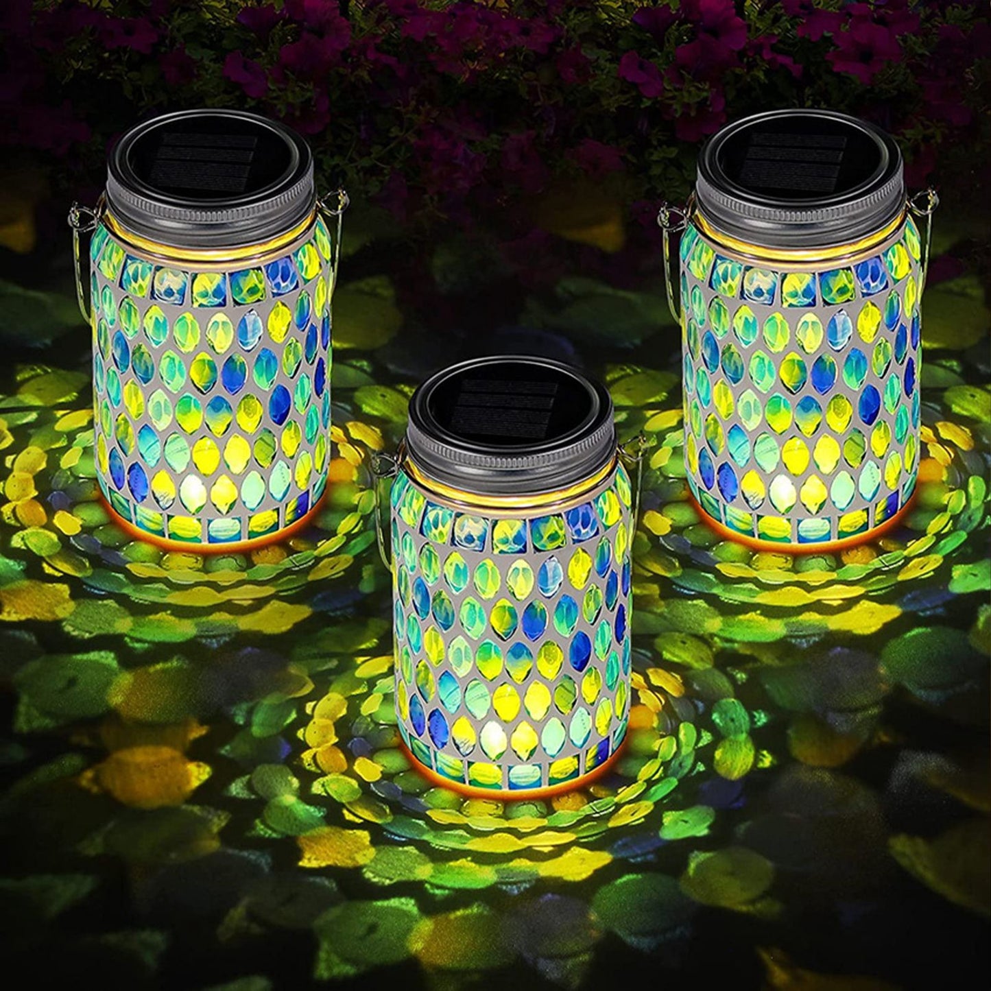 Solar Mosaic Lantern Light IP44 Waterproof Inlaid Fade Resistant Mosaic Glass Light V1294-YM0523-220513YA02-2