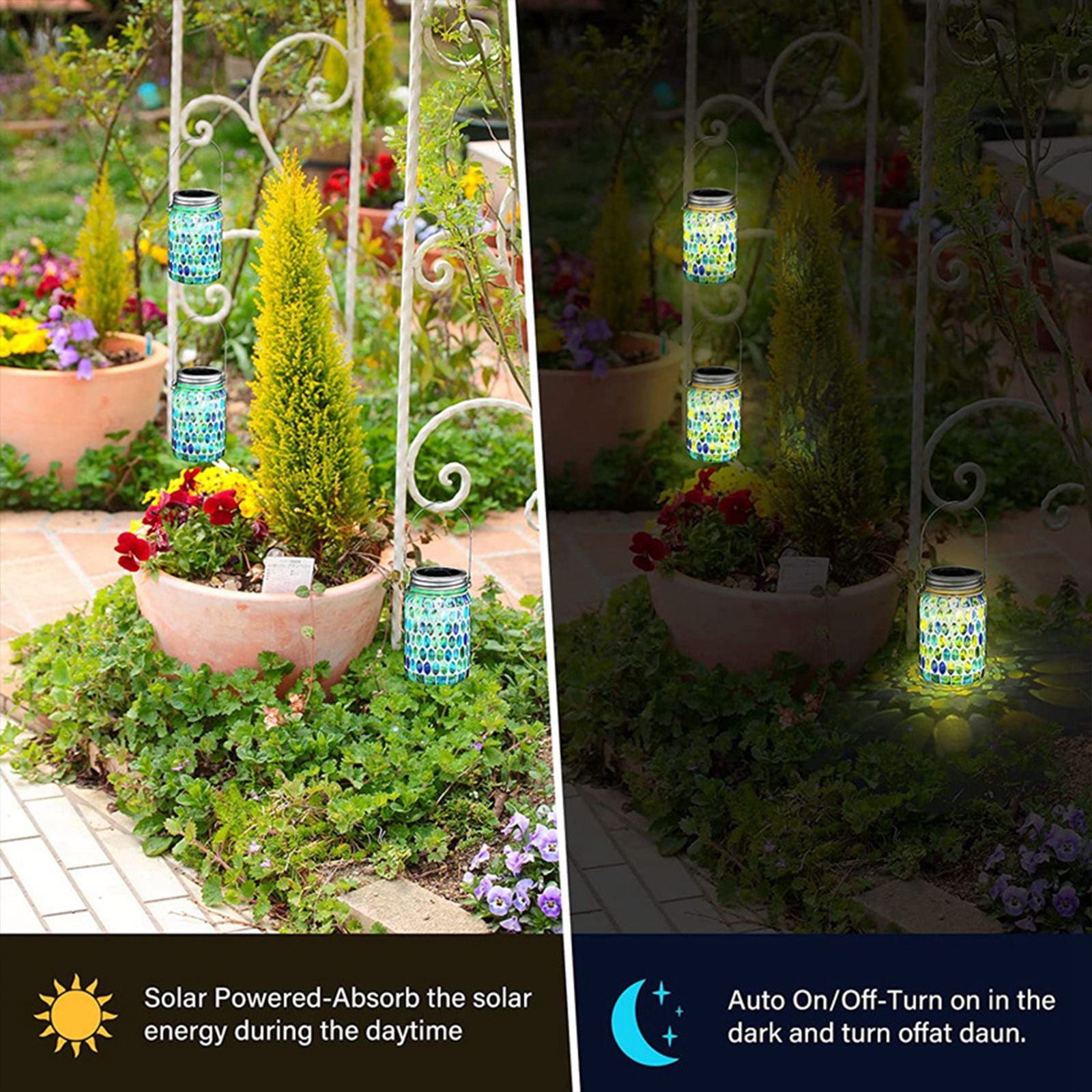 Solar Mosaic Lantern Light IP44 Waterproof Inlaid Fade Resistant Mosaic Glass Light V1294-YM0523-220513YA02-2