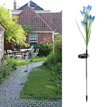 Solar Powered Flower Lights Waterproof Outdoor Solar Garden Stake Lights for Garden Patio Backyard(Blue White V1294-YM0523-3111210290313