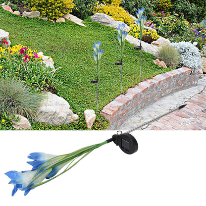 Solar Powered Flower Lights Waterproof Outdoor Solar Garden Stake Lights for Garden Patio Backyard(Blue White V1294-YM0523-3111210290313