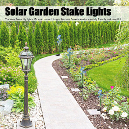 Solar Powered Flower Lights Waterproof Outdoor Solar Garden Stake Lights for Garden Patio Backyard(Blue White V1294-YM0523-3111210290313