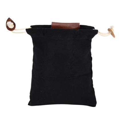 Leather Canvas Foraging Pouch Belt Fruit Picking Bag for Camping Fruit CollectingBlack V1294-YM0523-3111210325511