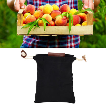 Leather Canvas Foraging Pouch Belt Fruit Picking Bag for Camping Fruit CollectingBlack V1294-YM0523-3111210325511