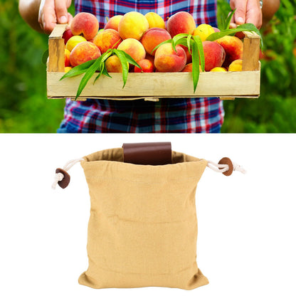 Leather Canvas Foraging Pouch Belt Fruit Picking Bag for Camping Fruit CollectingKhaki V1294-YM0523-3111210325512