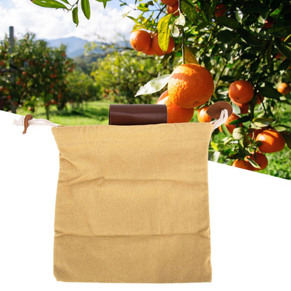 Leather Canvas Foraging Pouch Belt Fruit Picking Bag for Camping Fruit CollectingKhaki V1294-YM0523-3111210325512