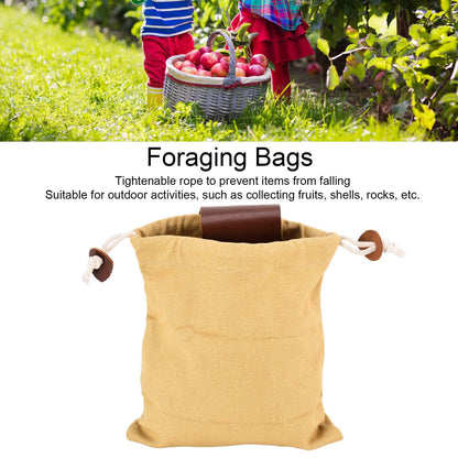 Leather Canvas Foraging Pouch Belt Fruit Picking Bag for Camping Fruit CollectingKhaki V1294-YM0523-3111210325512