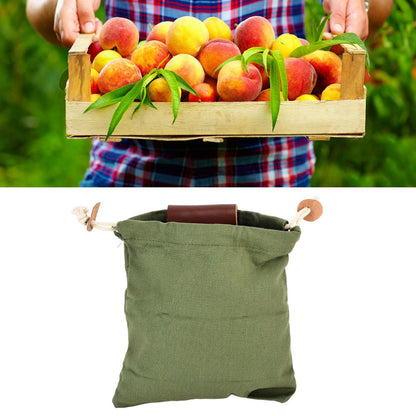 Leather Canvas Foraging Pouch Belt Fruit Picking Bag for Camping Fruit CollectingArmy Green V1294-YM0523-3111210325513