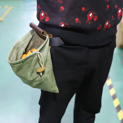 Leather Canvas Foraging Pouch Belt Fruit Picking Bag for Camping Fruit CollectingArmy Green V1294-YM0523-3111210325513