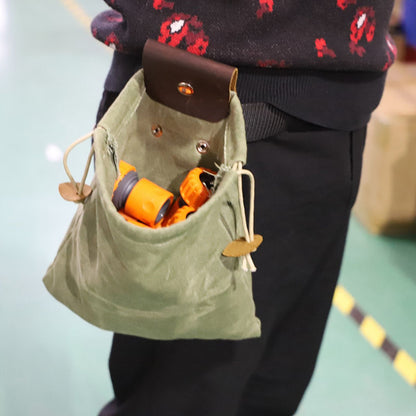 Leather Canvas Foraging Pouch Belt Fruit Picking Bag for Camping Fruit CollectingArmy Green V1294-YM0523-3111210325513