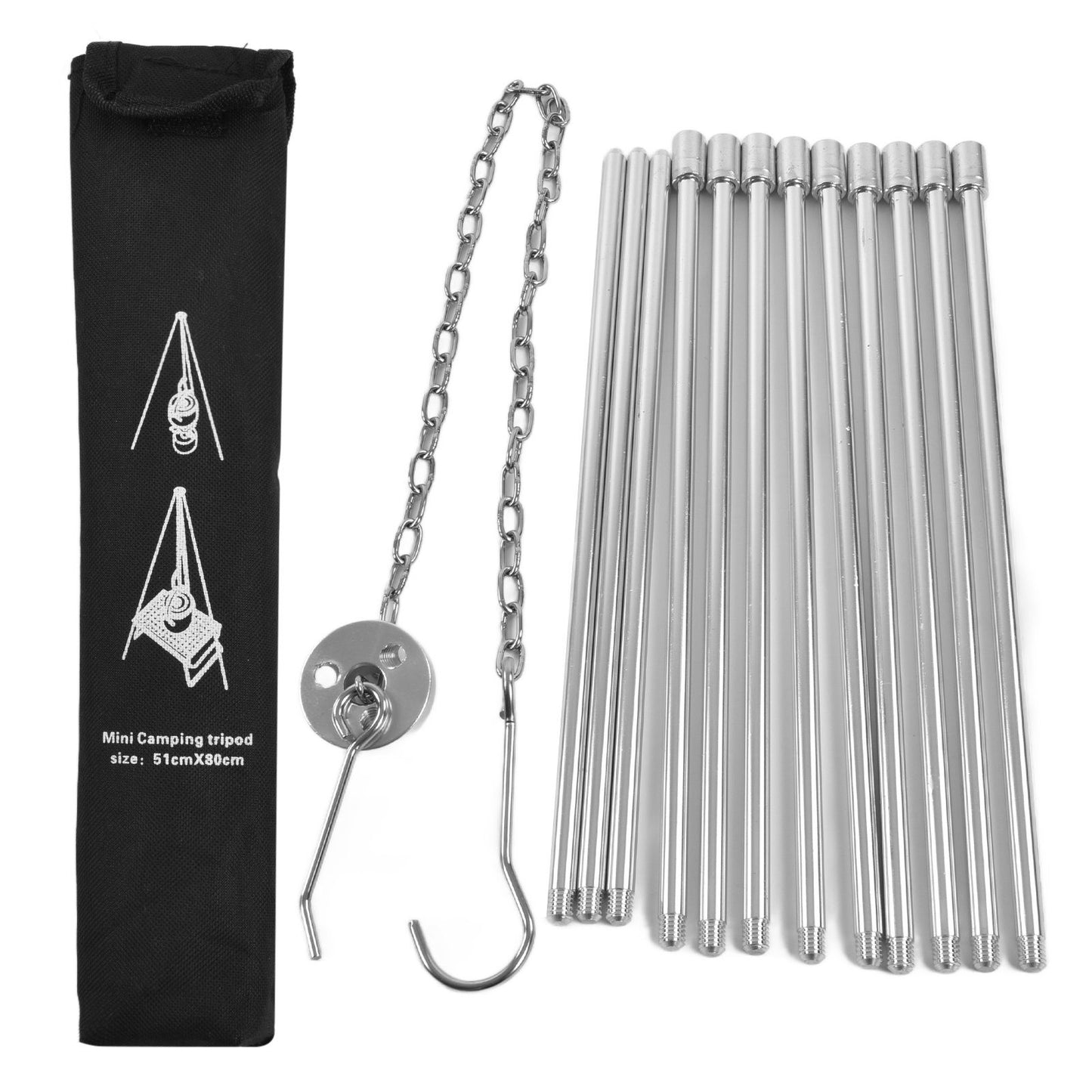 4 Section Campfire Tripod Portable Aluminum Alloy Hanging Pot Tripod for Outdoor V1294-YM0523-3111210336011