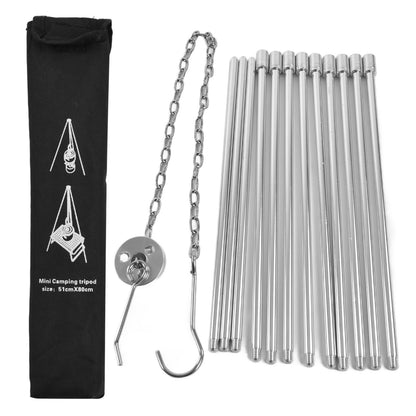 4 Section Campfire Tripod Portable Aluminum Alloy Hanging Pot Tripod for Outdoor V1294-YM0523-3111210336011