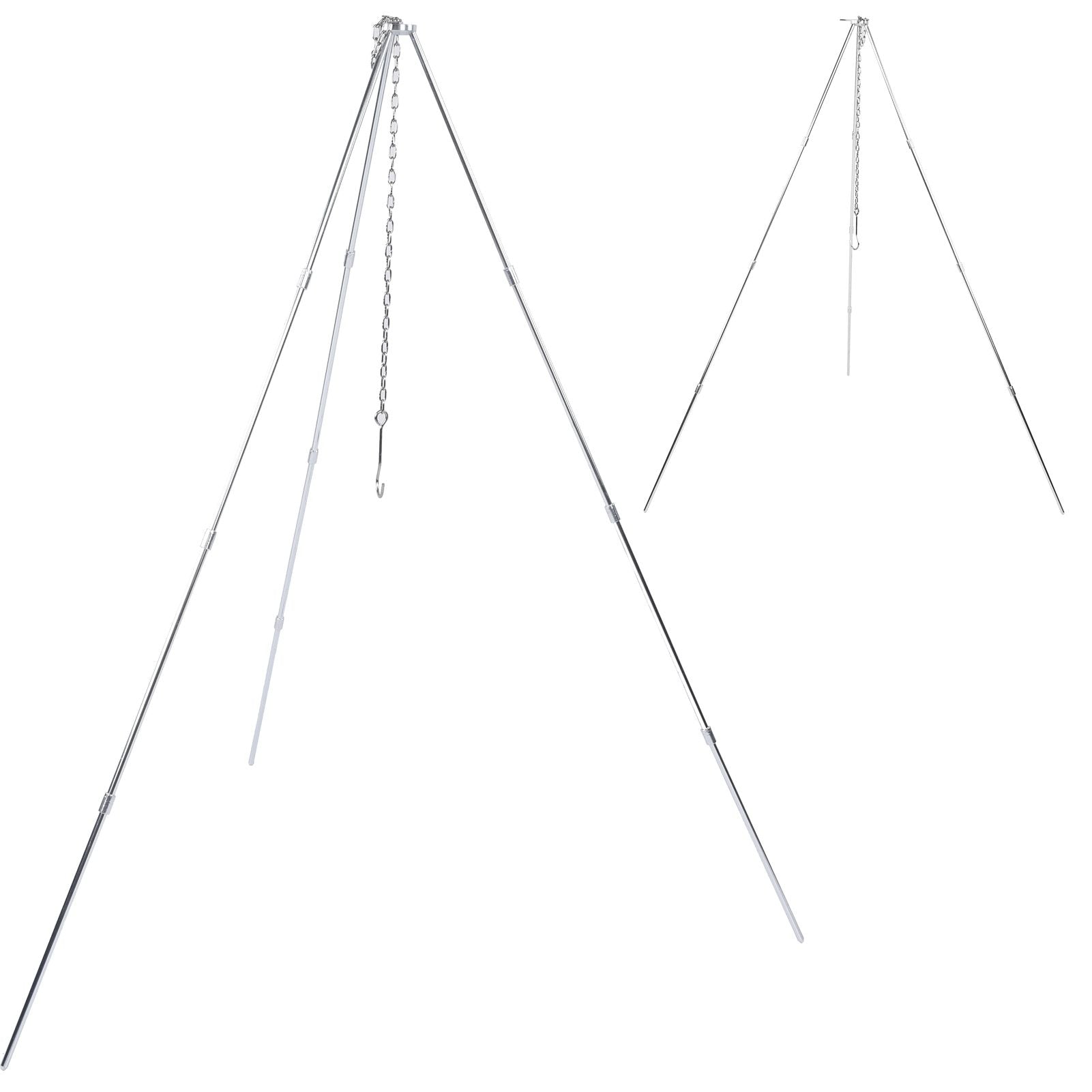 4 Section Campfire Tripod Portable Aluminum Alloy Hanging Pot Tripod for Outdoor V1294-YM0523-3111210336011
